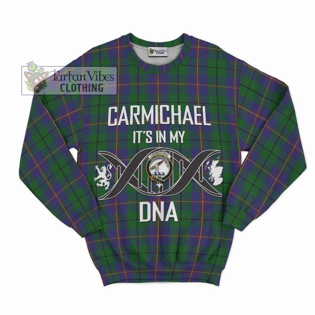 Carmichael Tartan Sweatshirt with Family Crest DNA In Me Style - Tartanvibesclothing Shop