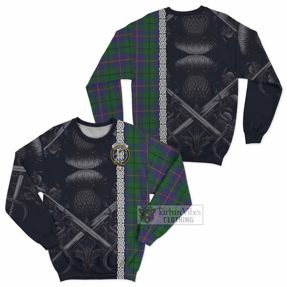 Tartan Vibes Clothing Carmichael Tartan Sweatshirt with Family Crest Cross Sword Thistle Celtic Vibes