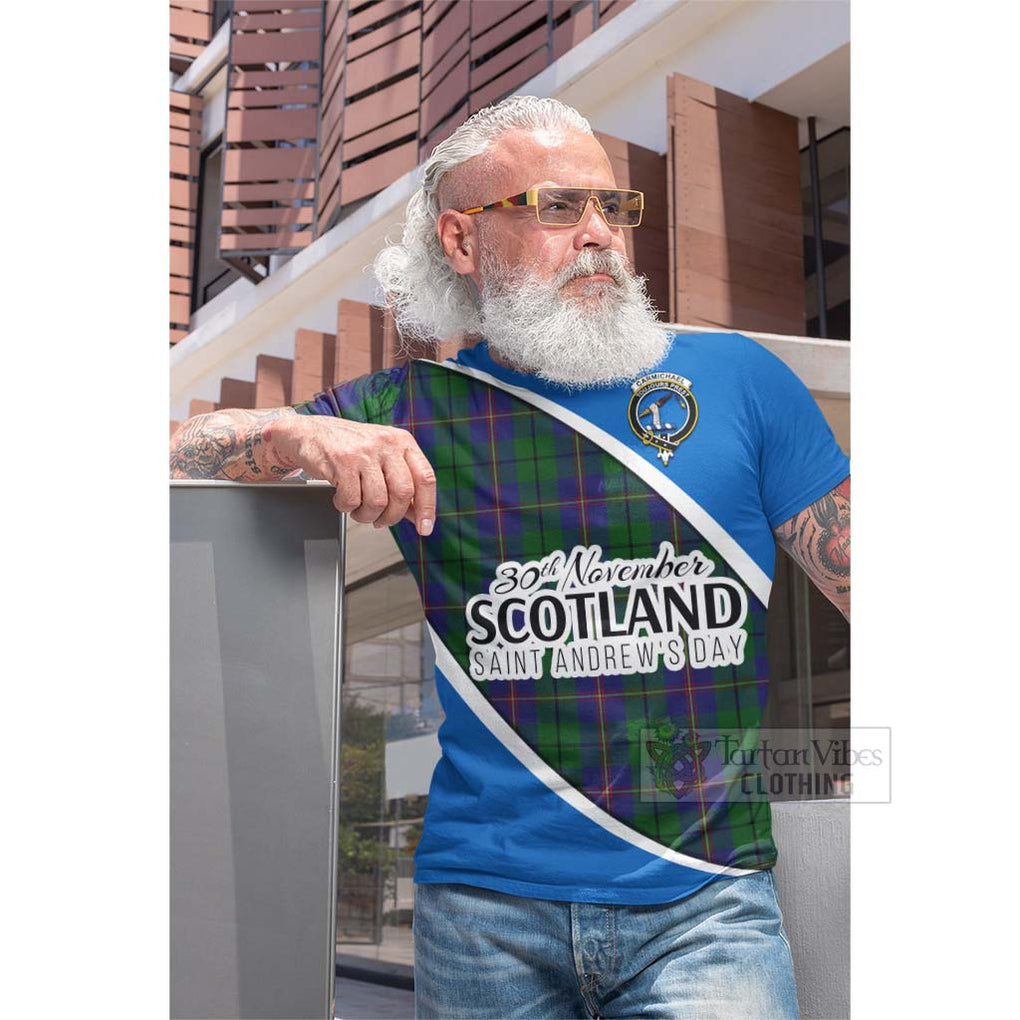 Tartan Vibes Clothing Carmichael Family Crest Tartan Cotton T-shirt Celebrate Saint Andrew's Day in Style