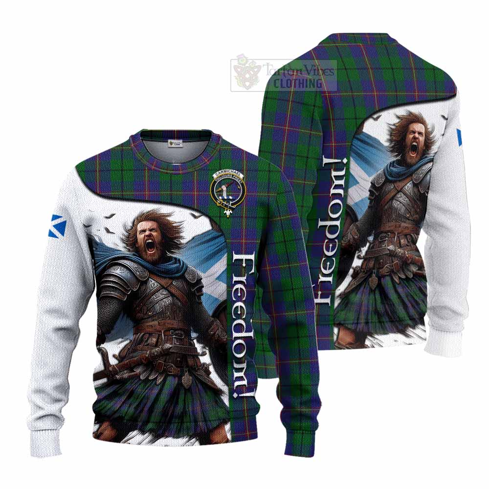 Tartan Vibes Clothing Carmichael Crest Tartan Knitted Sweater Inspired by the Freedom of Scottish Warrior