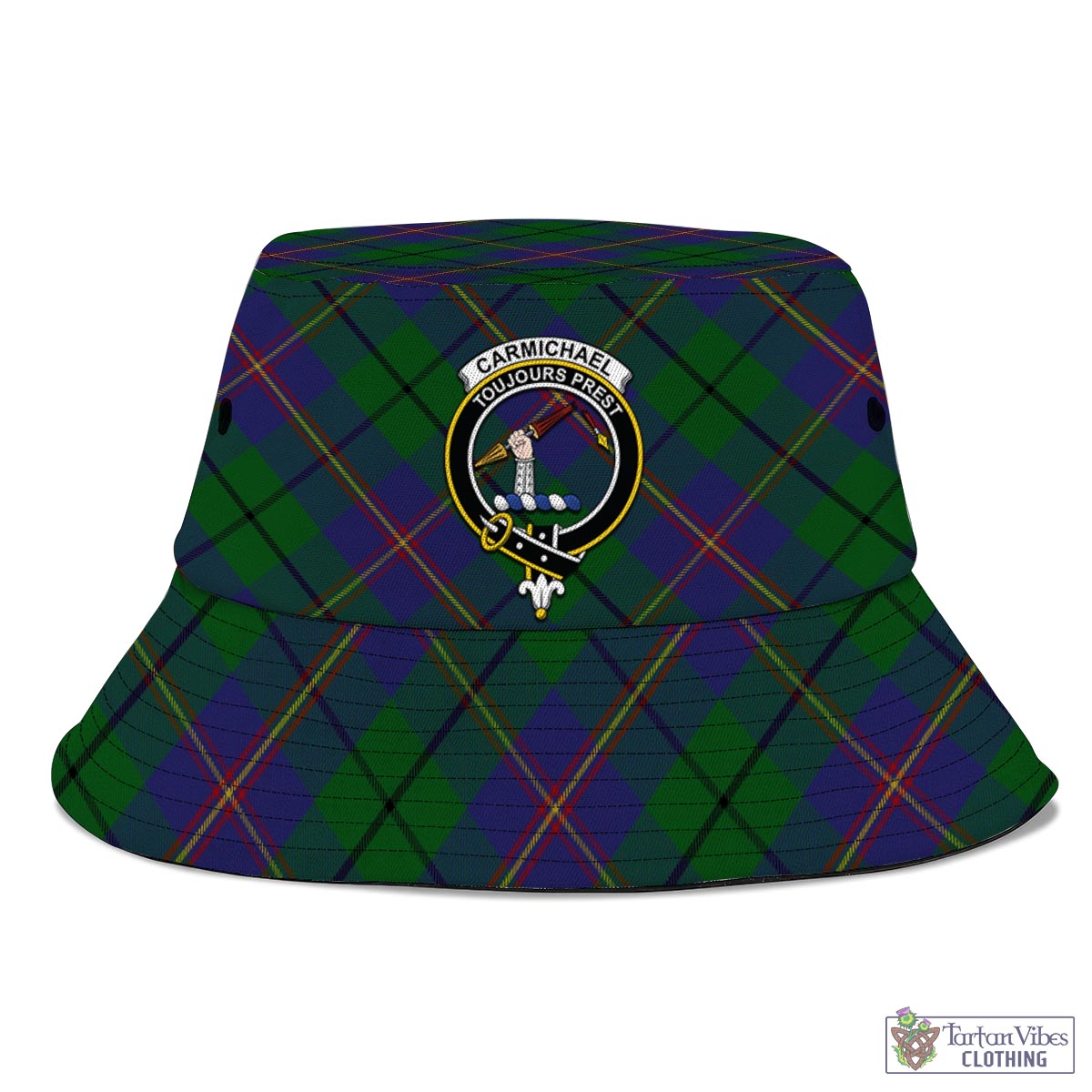 Tartan Vibes Clothing Carmichael Tartan Bucket Hat with Family Crest