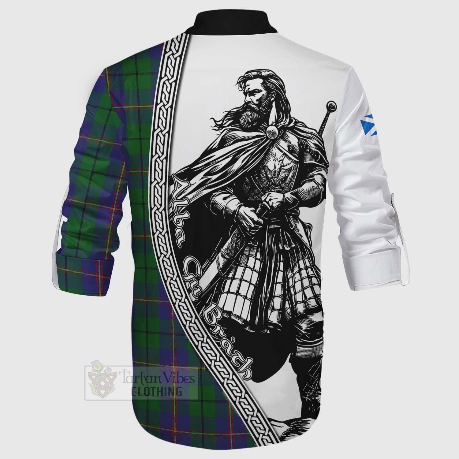 Tartan Vibes Clothing Carmichael Tartan Clan Crest Ghillie Kilt Shirt with Highlander Warrior Celtic Style