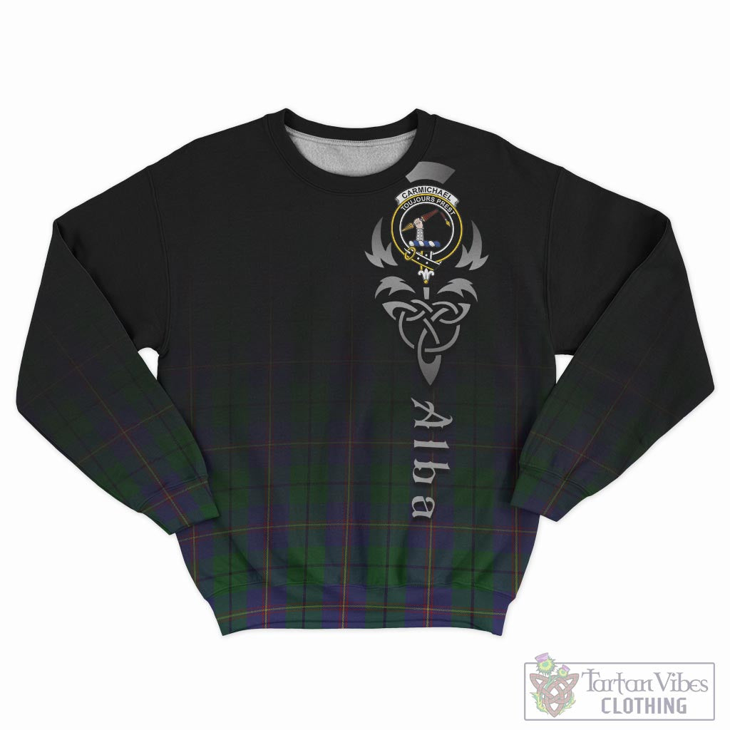 Tartan Vibes Clothing Carmichael Tartan Sweatshirt Featuring Alba Gu Brath Family Crest Celtic Inspired