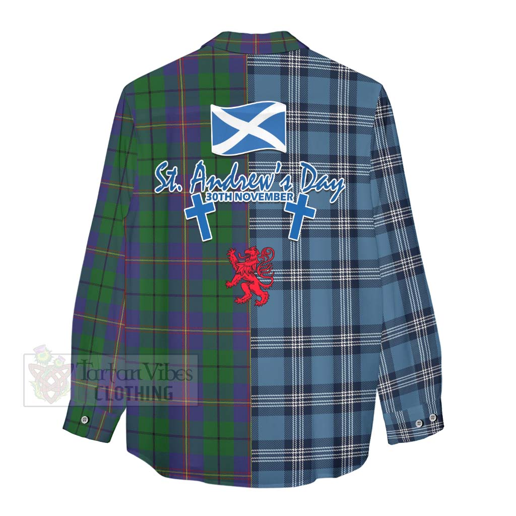 Tartan Vibes Clothing Carmichael Tartan Women's Casual Shirt Happy St. Andrew's Day Half Tartan Style