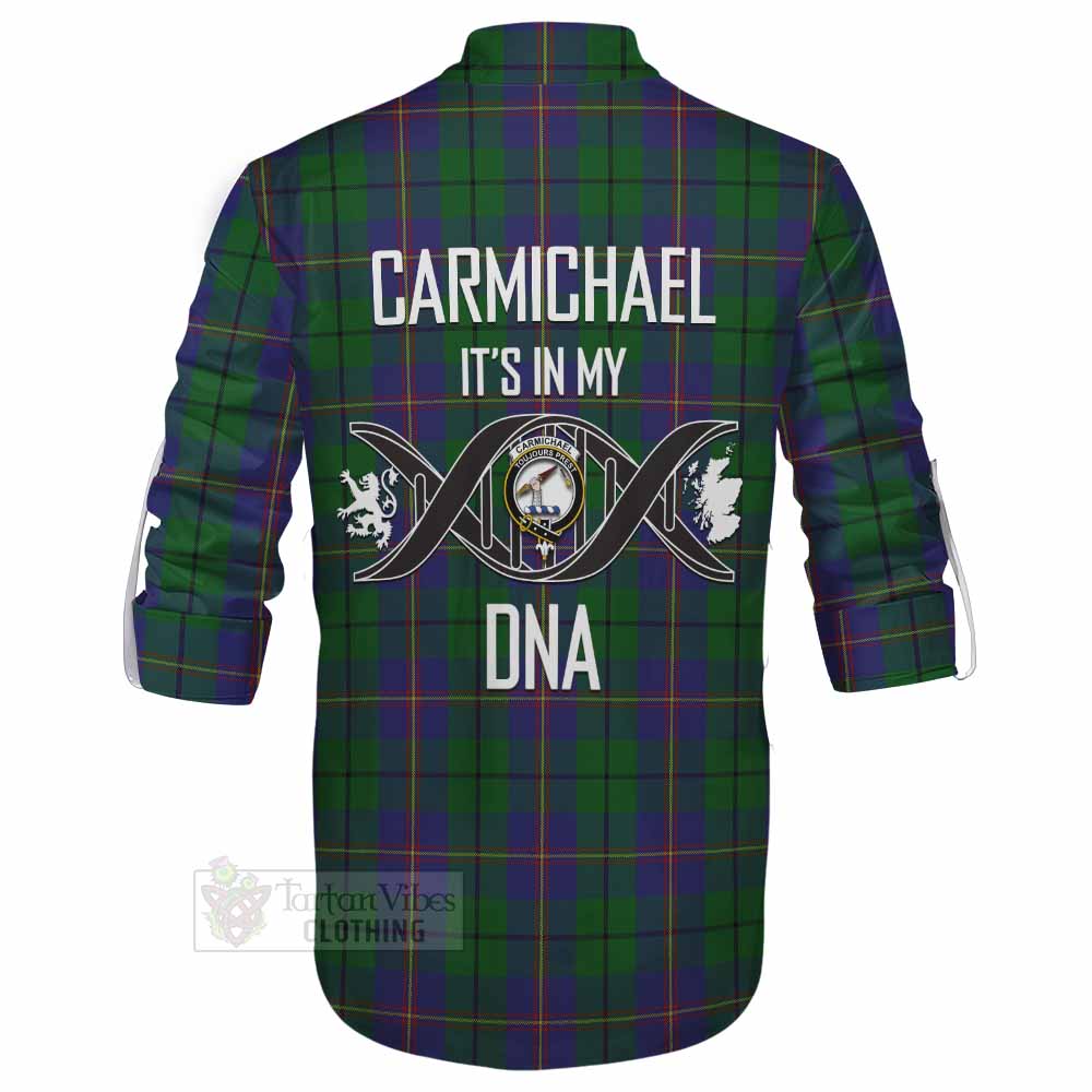 Tartan Vibes Clothing Carmichael Tartan Ghillie Kilt Shirt with Family Crest DNA In Me Style