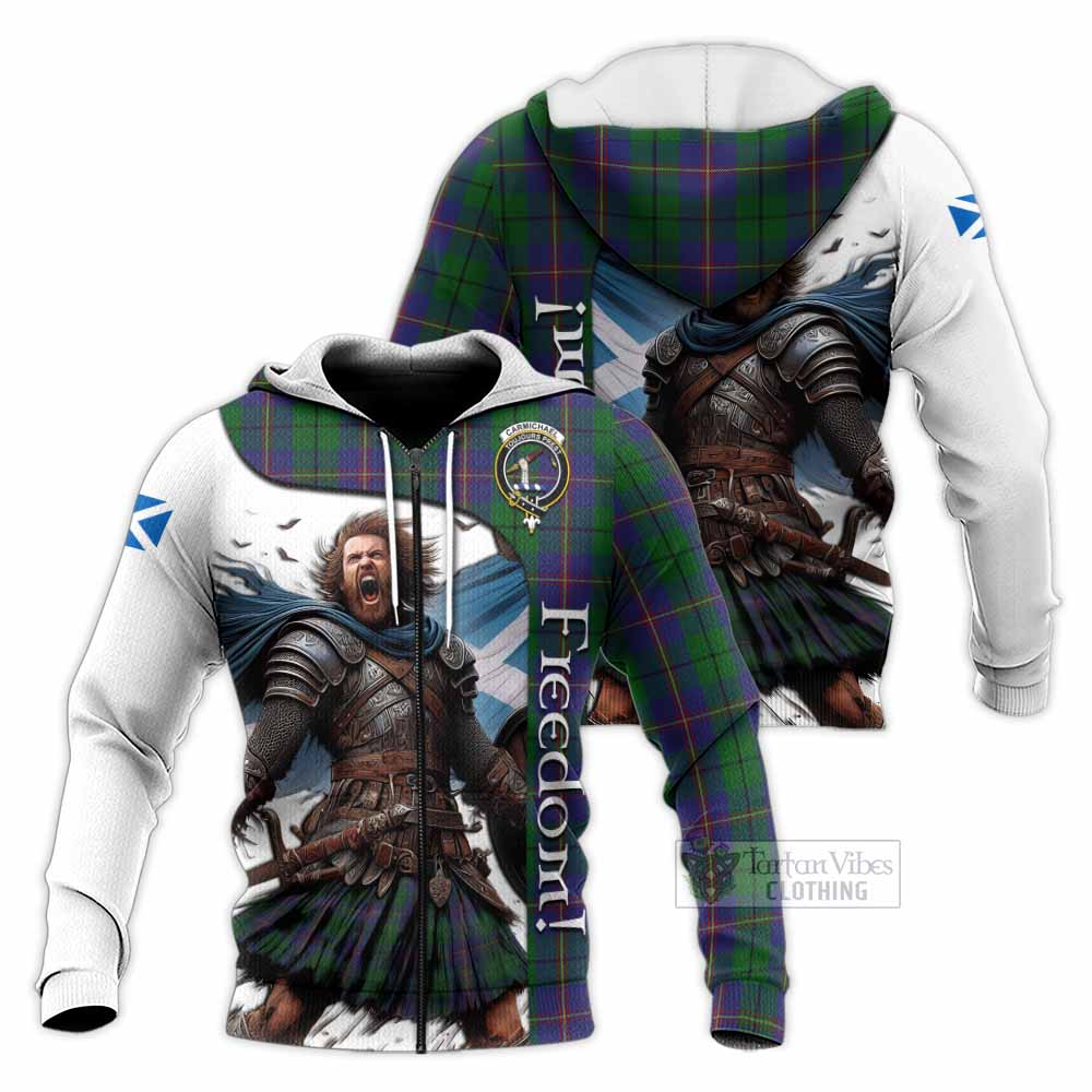 Tartan Vibes Clothing Carmichael Crest Tartan Knitted Hoodie Inspired by the Freedom of Scottish Warrior