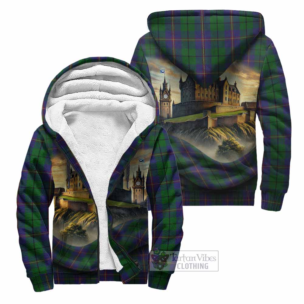 Tartan Vibes Clothing Carmichael Tartan Family Crest Sherpa Hoodie with Scottish Ancient Castle Style