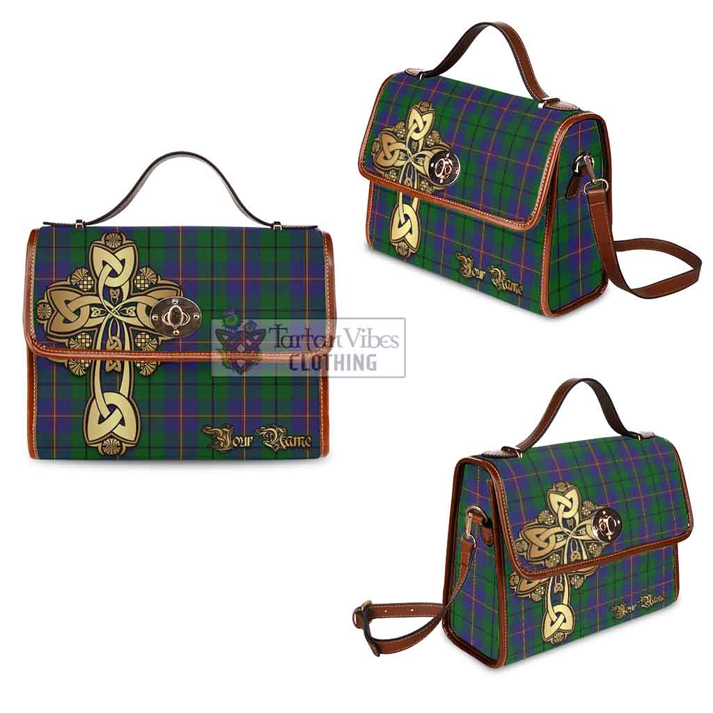 Tartan Vibes Clothing Carmichael Tartan Waterproof Canvas Bag Golden Thistle Celtic Cross Style