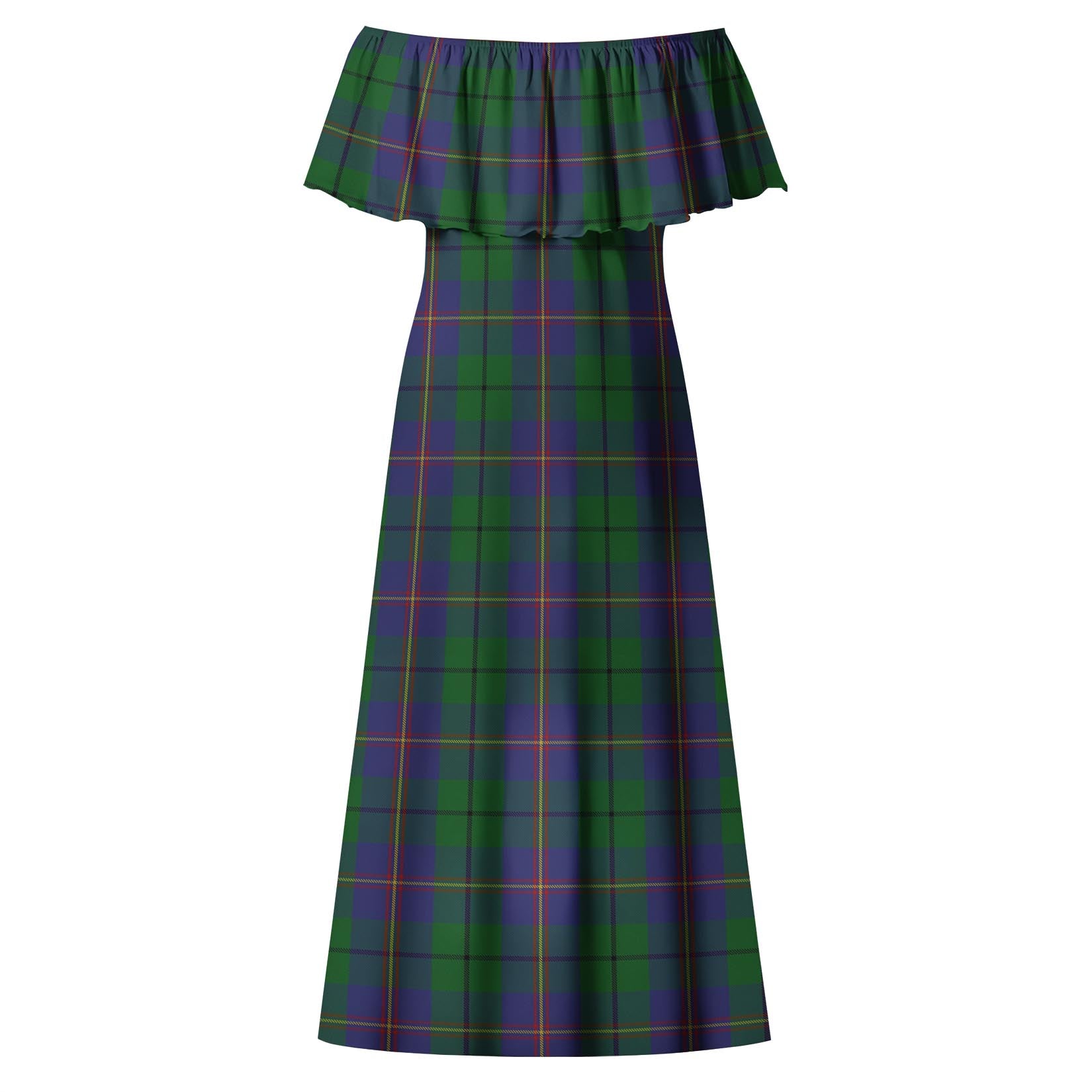 Carmichael Tartan Off Shoulder Long Dress - Tartanvibesclothing