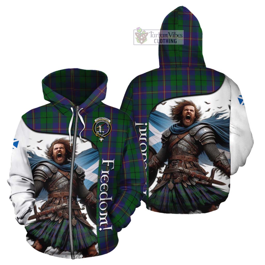Tartan Vibes Clothing Carmichael Crest Tartan Cotton Hoodie Inspired by the Freedom of Scottish Warrior