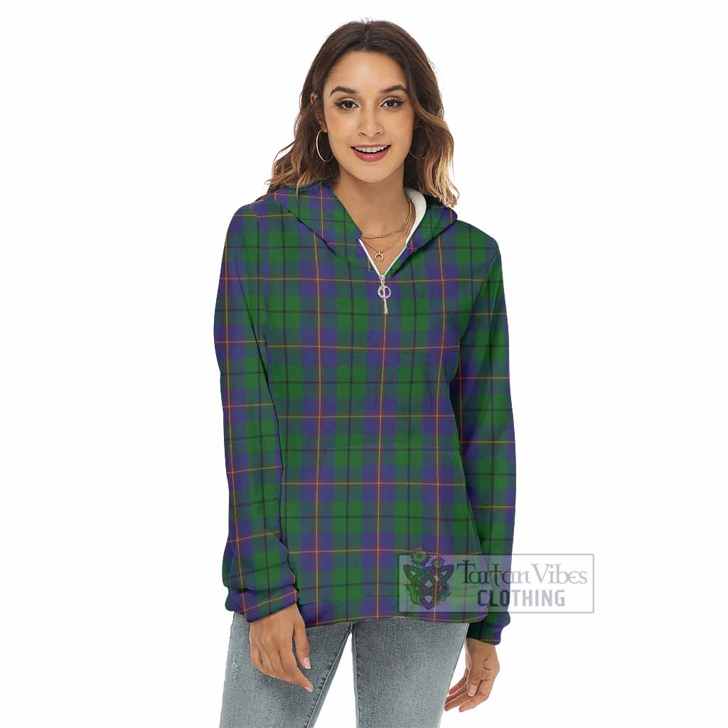 Tartan Vibes Clothing Carmichael Tartan Women's Borg  Half Zip Fleece Hoodie