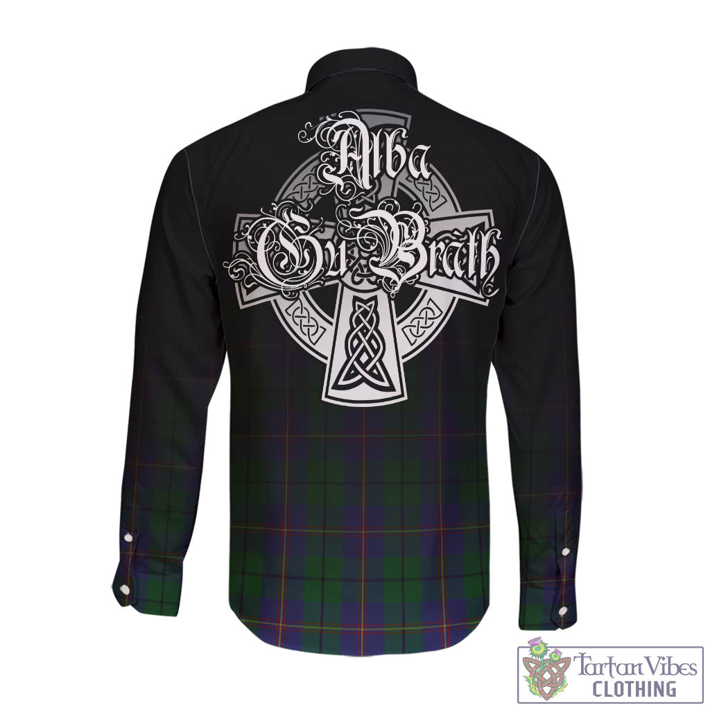Tartan Vibes Clothing Carmichael Tartan Long Sleeve Button Up Featuring Alba Gu Brath Family Crest Celtic Inspired