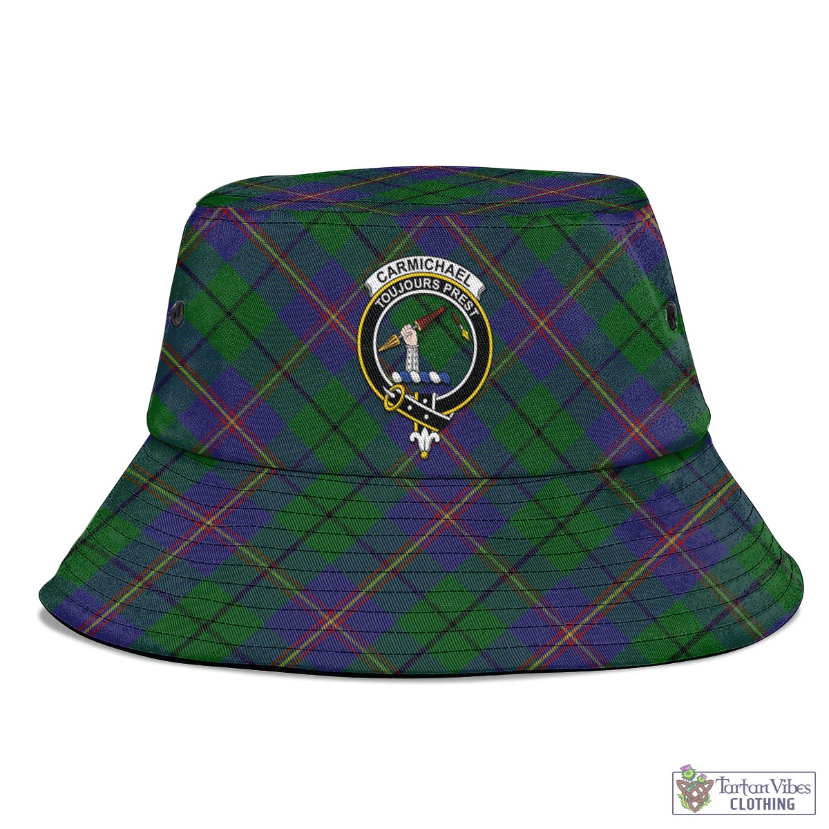 Tartan Vibes Clothing Carmichael Tartan Bucket Hat with Family Crest