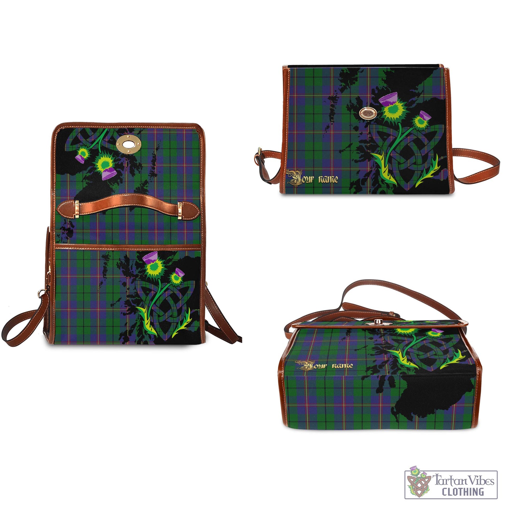 Tartan Vibes Clothing Carmichael Tartan Waterproof Canvas Bag with Scotland Map and Thistle Celtic Accents