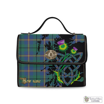 Carmichael Ancient Tartan Waterproof Canvas Bag with Scotland Map and Thistle Celtic Accents