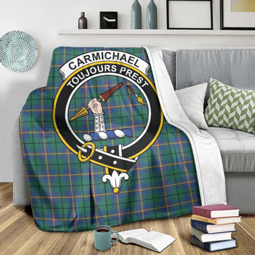 Carmichael Ancient Tartan Blanket with Family Crest