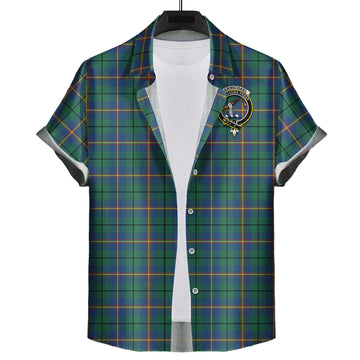 Carmichael Ancient Tartan Short Sleeve Button Down Shirt with Family Crest