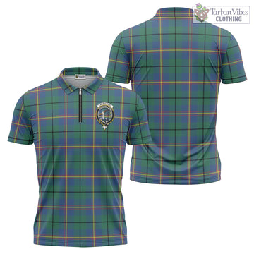 Carmichael Ancient Tartan Zipper Polo Shirt with Family Crest