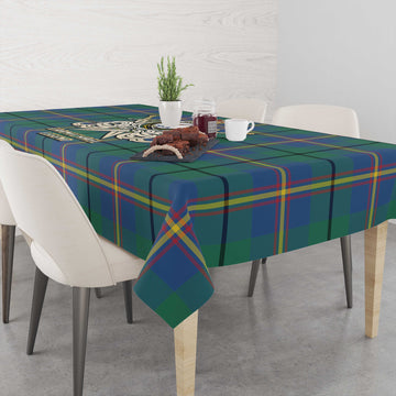 Carmichael Ancient Tartan Tablecloth with Clan Crest and the Golden Sword of Courageous Legacy