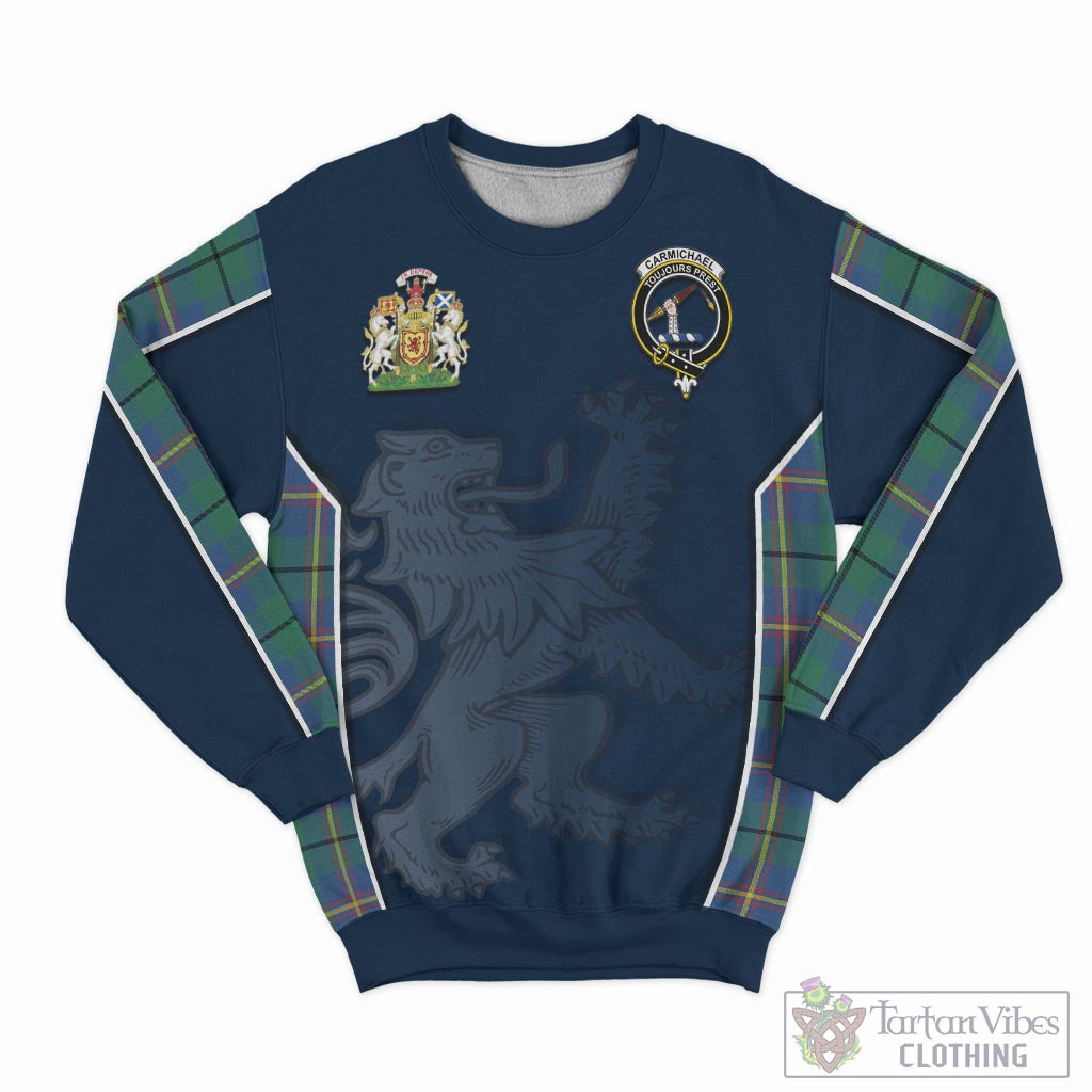 Tartan Vibes Clothing Carmichael Ancient Tartan Sweater with Family Crest and Lion Rampant Vibes Sport Style