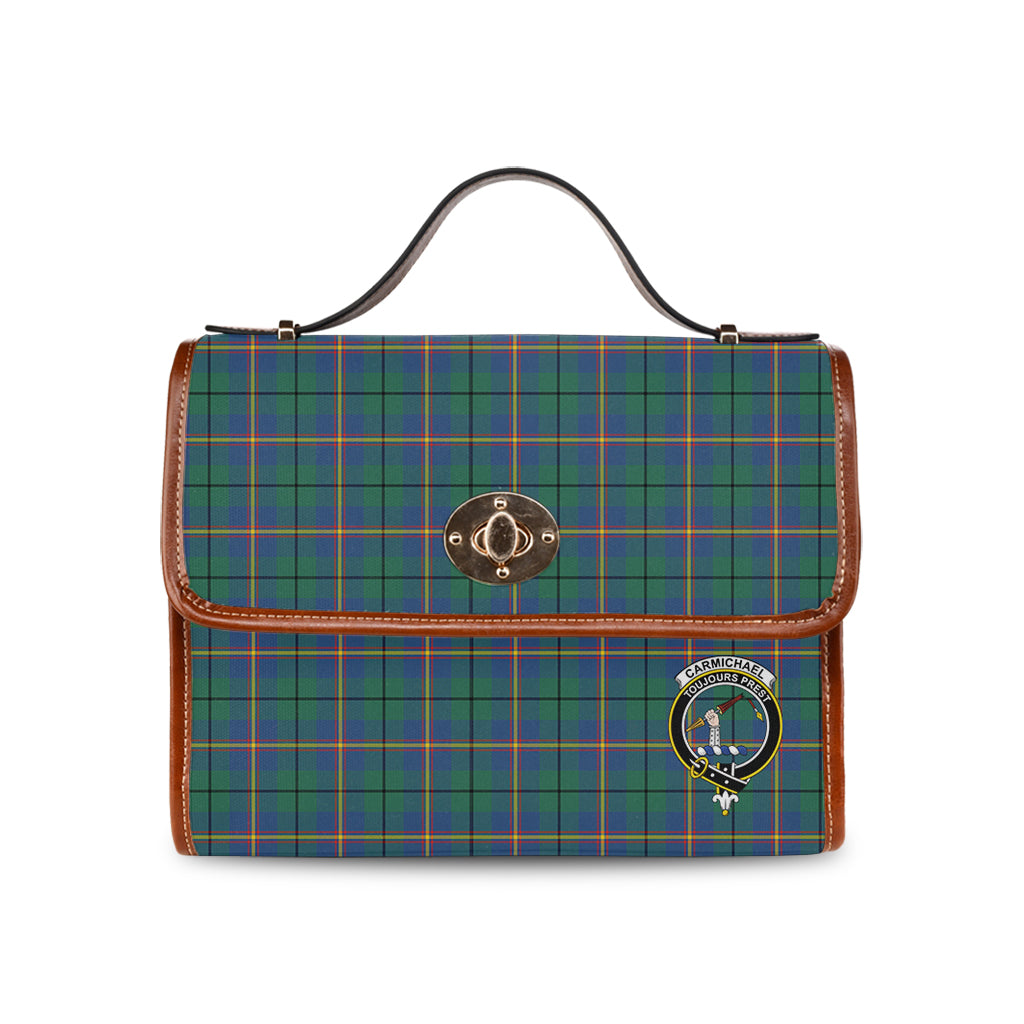 carmichael-ancient-tartan-leather-strap-waterproof-canvas-bag-with-family-crest