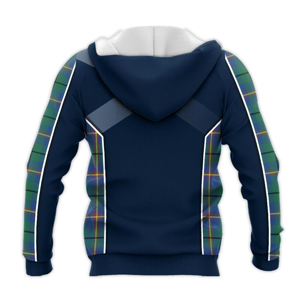 Tartan Vibes Clothing Carmichael Ancient Tartan Knitted Hoodie with Family Crest and Scottish Thistle Vibes Sport Style