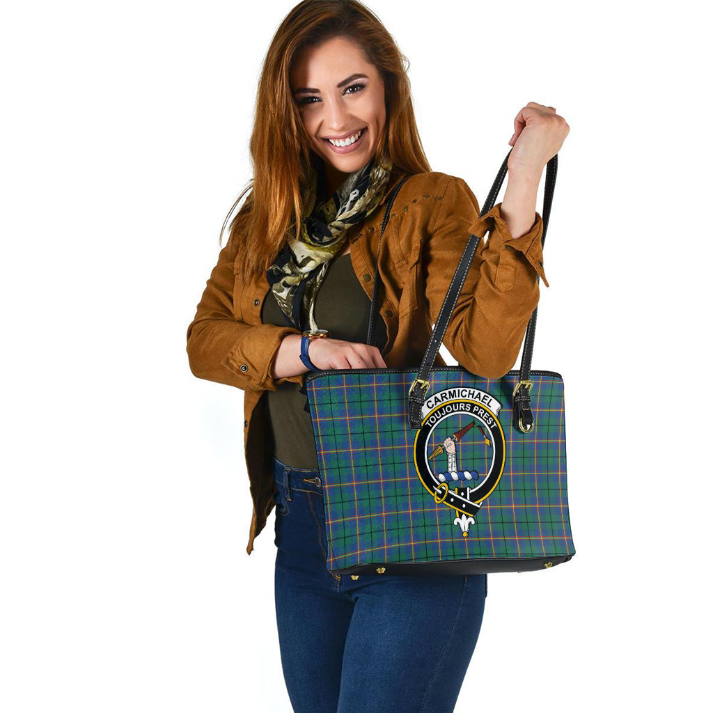 carmichael-ancient-tartan-leather-tote-bag-with-family-crest
