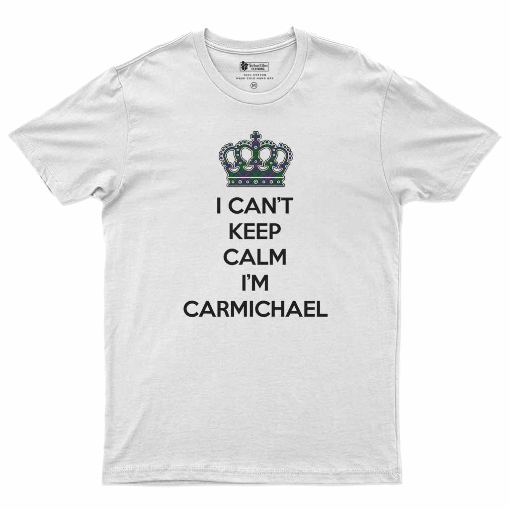 Carmichael Can't Keep Calm Men's T-Shirt White - Tartan Vibes Clothing