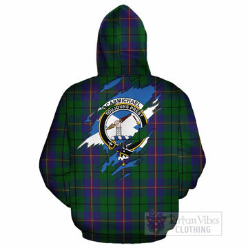 Carmichael Clan Crest In Me Tartan Cotton Hoodie Scotland Flag Style