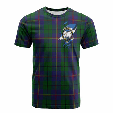 Carmichael Clan Crest In Me Tartan Cotton T-shirt Scotland Flag Style