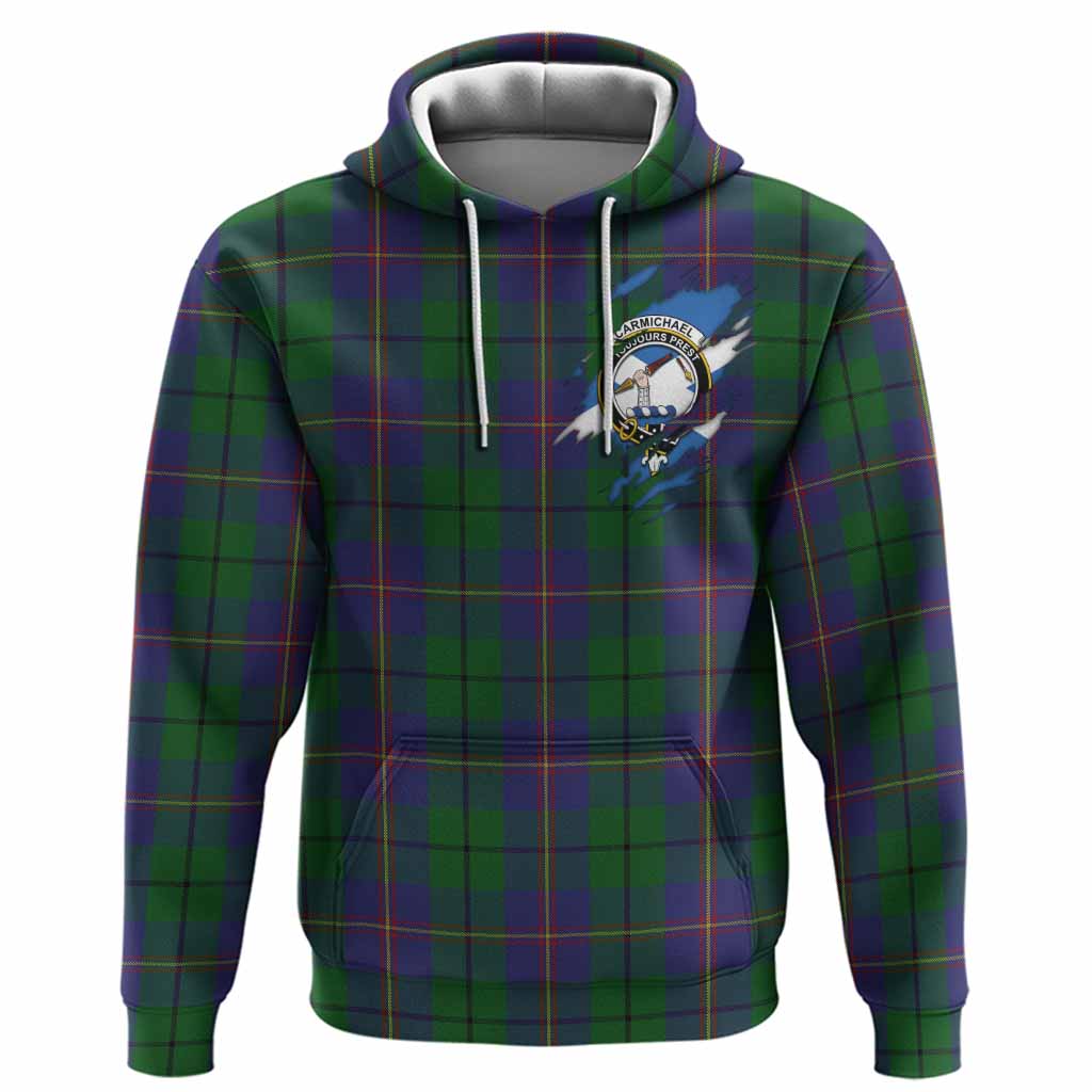 Carmichael Clan Crest In Me Tartan Hoodie Scotland Flag Style