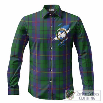 Carmichael Clan Crest In Me Tartan Long Sleeve Button Shirts Scotland Flag Style