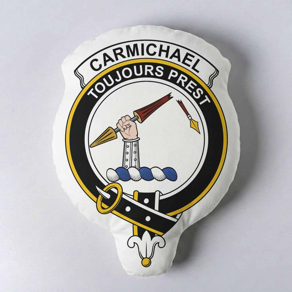 Carmichael Clan Crest Shaped Throw Pillow, Scottish Clan Badge Decorative Pillow