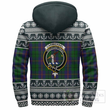 Carmichael Clan Tartan Christmas Fleece Hoodie with Family Crest - Tartan Vibes Clothing
