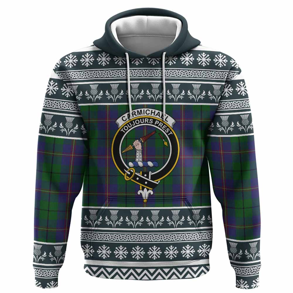 Carmichael Clan Tartan Christmas Hoodie with Family Crest - Tartan Vibes Clothing