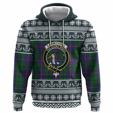 Carmichael Clan Tartan Christmas Hoodie with Family Crest - Tartan Vibes Clothing