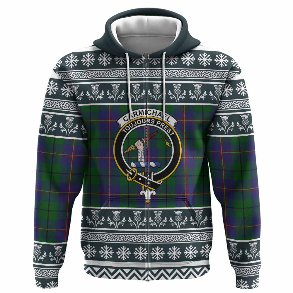 Carmichael Clan Tartan Christmas Hoodie with Family Crest - Tartan Vibes Clothing