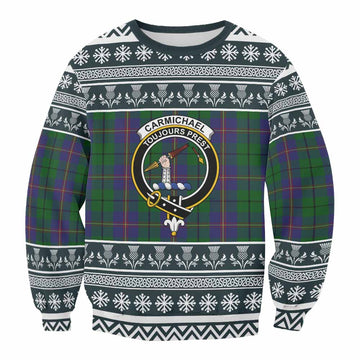 Carmichael Clan Tartan Christmas Sweatshirt with Family Crest - Tartan Vibes Clothing