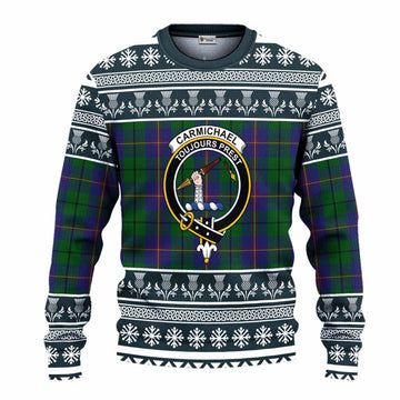 Carmichael Clan Tartan Christmas Ugly Sweater with Family Crest - Tartan Vibes Clothing