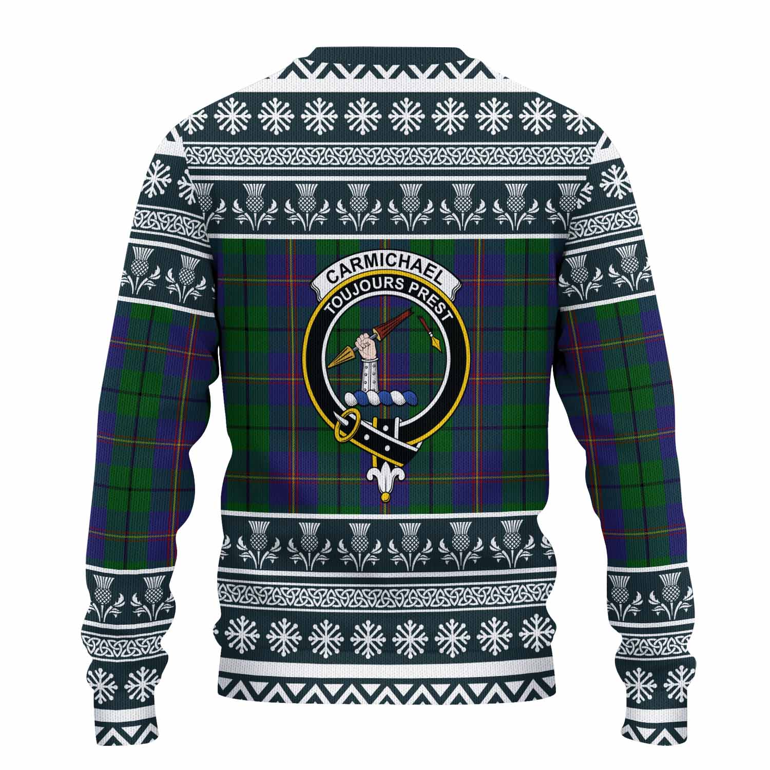 Carmichael Clan Tartan Christmas Ugly Sweater with Family Crest - Tartan Vibes Clothing