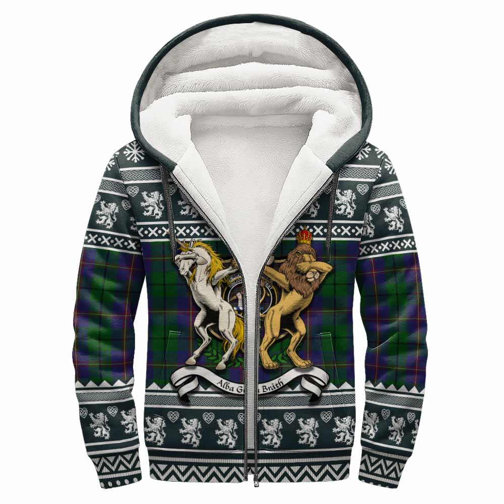 Carmichael Clan Tartan Crest Christmas Fleece Hoodie Coat of Arms Funny Style - Tartan Vibes Clothing