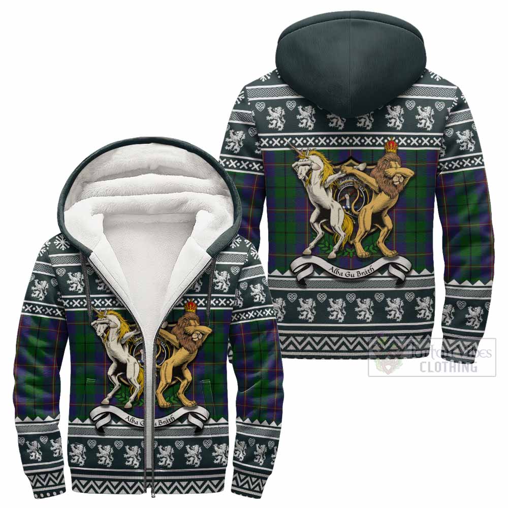 Carmichael Clan Tartan Crest Christmas Fleece Hoodie Coat of Arms Funny Style - Tartan Vibes Clothing