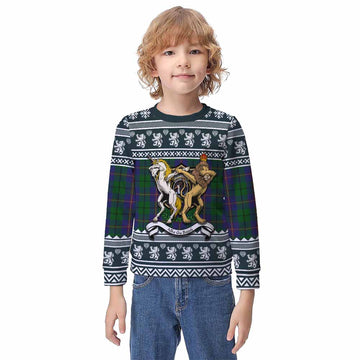 Carmichael Clan Tartan Crest Christmas Kid Ugly Sweatshirt Coat of Arms Funny Style - Tartan Vibes Clothing