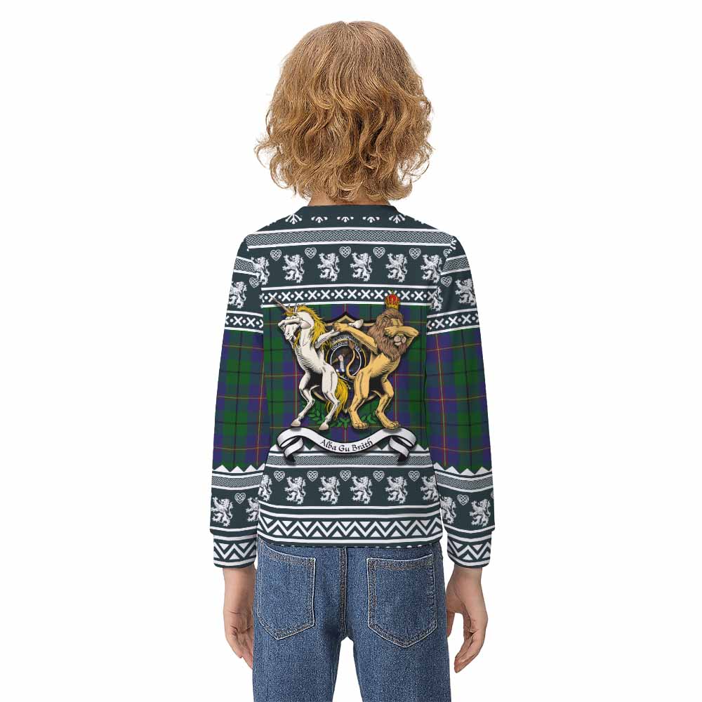Carmichael Clan Tartan Crest Christmas Kid Ugly Sweatshirt Coat of Arms Funny Style - Tartan Vibes Clothing