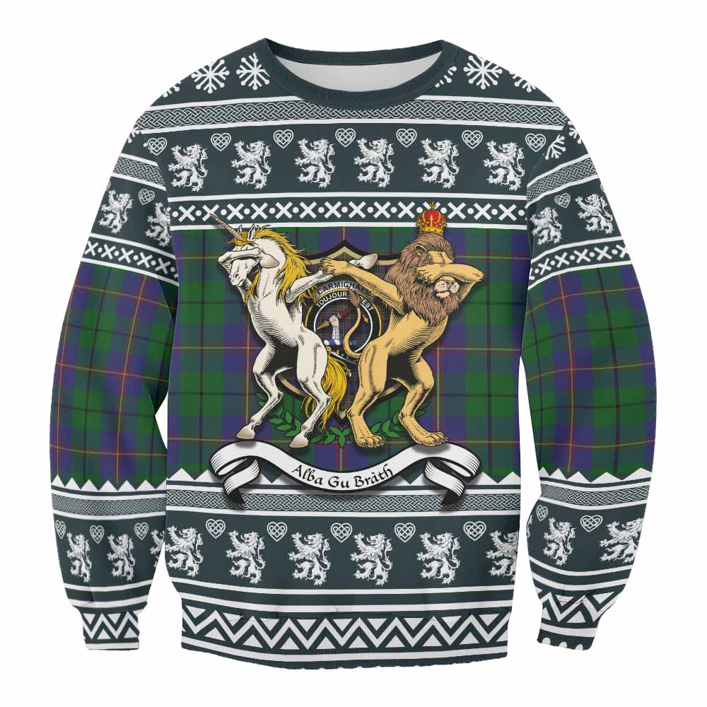 Carmichael Clan Tartan Crest Christmas Sweatshirt Coat of Arms Funny Style - Tartan Vibes Clothing