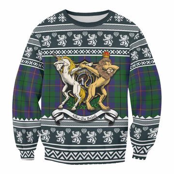Carmichael Clan Tartan Crest Christmas Sweatshirt Coat of Arms Funny Style - Tartan Vibes Clothing