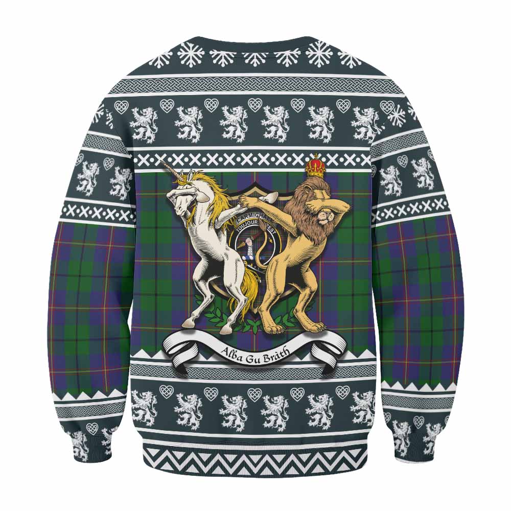Carmichael Clan Tartan Crest Christmas Sweatshirt Coat of Arms Funny Style - Tartan Vibes Clothing