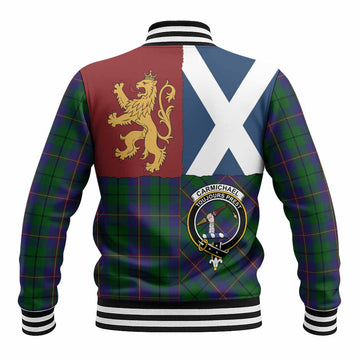 Carmichael Crest Tartan Baseball Jacket with Lion Rampant Saltire Style