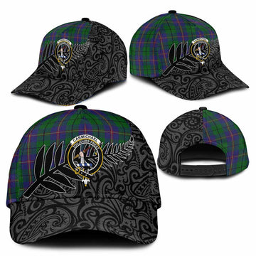 Carmichael Crest Tartan Classic Cap with New Zealand Silver Fern Half Style