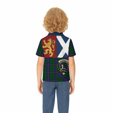 Carmichael Crest Tartan Kid Polo Shirt with Lion Rampant Saltire Style - Tartan Vibes Clothing